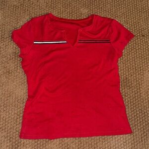 Tommy Hilfiger Red Short Sleeve Tee with Stripes